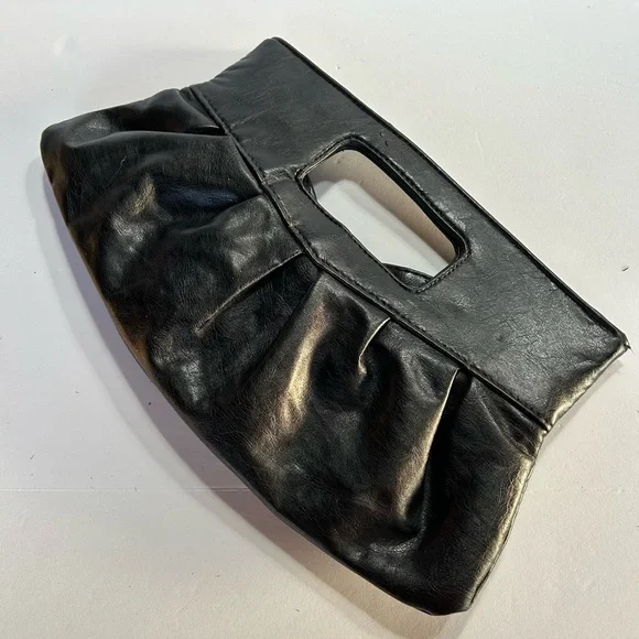 Black Leather Bow Handbag Purse Clutch with Bow - Picture 2 of 6